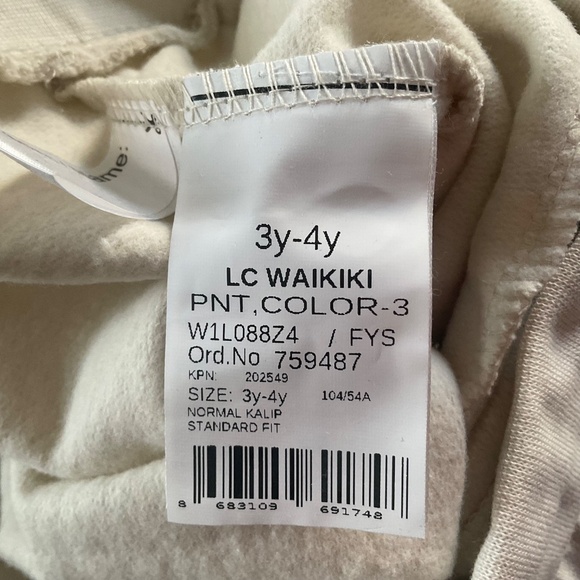 L. C Waikiki Kids Joggers  Size 3/4 Off White NWOT - Picture 6 of 7